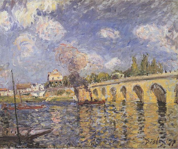 Alfred Sisley River-steamboat and bridge